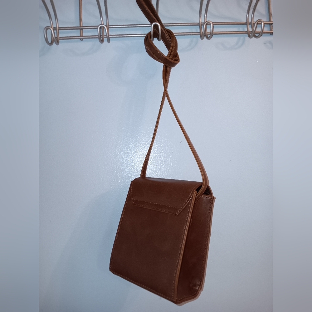 Brown Crossbody Bag Unique Rectangular Design Wit… - image 3